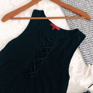 🌻BKE Red Black Tank with Plunge Cut Out